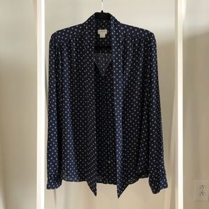J Crew Navy floral blouse with neck tie - Only worn once - Great Condition!